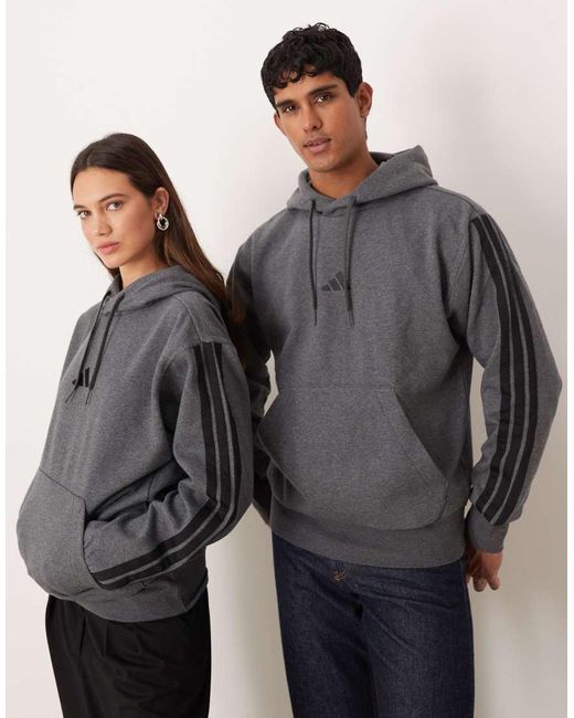 Adidas Originals Gray Adidas Sportswear Three Stripe Fleece Hoodie