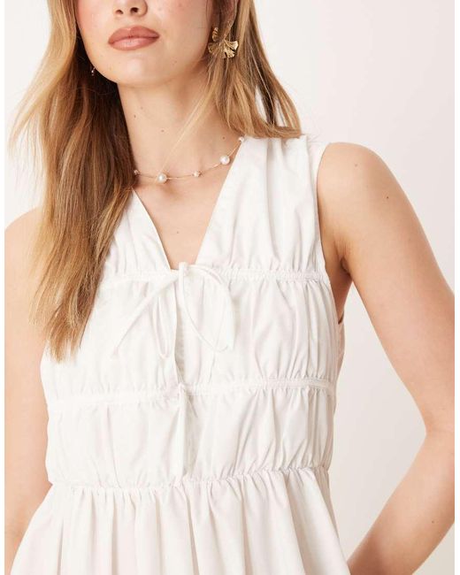 Y.A.S Natural Sleeveless Plunge Poplin Maxi Dress