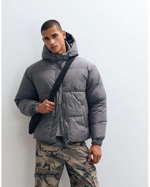 ASOS Gray Puffer Jacket for men