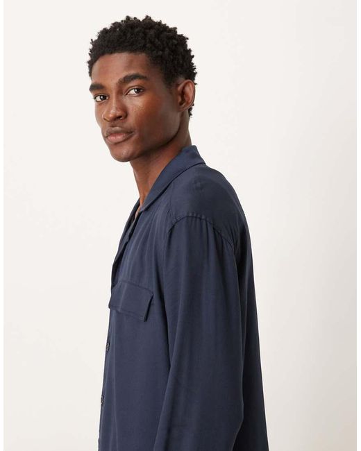 ASOS Blue Relaxed Revere Shirt for men