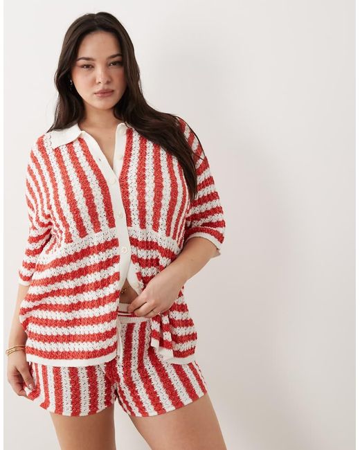 ASOS Red Asos Design Curve Beach Knit Short Co-ord