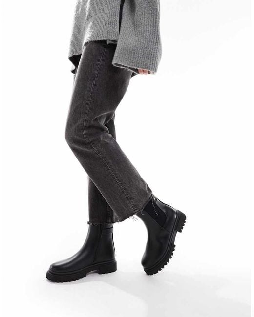 New Look Black Chunky Zip Up Chelsea Ankle Boot