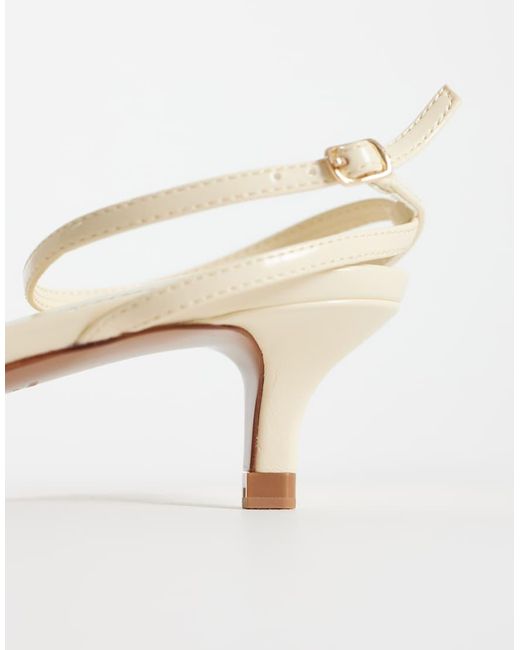 Mango White Strappy Kitten Heeled Sandal