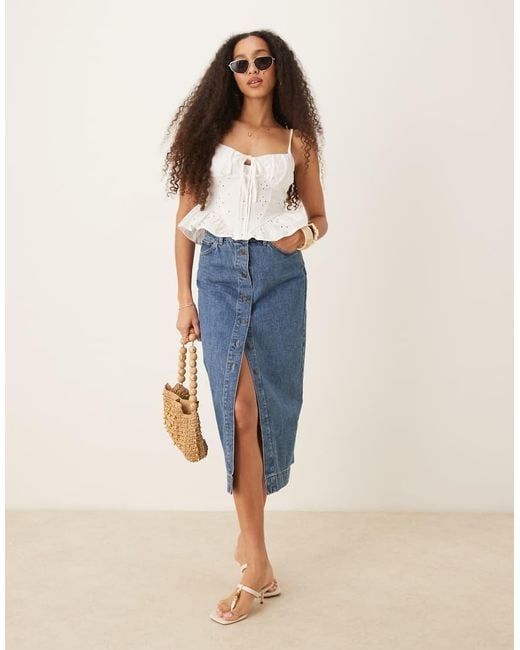 ASOS White Gathered Bust Peplum Hem Tie Front Cami Top