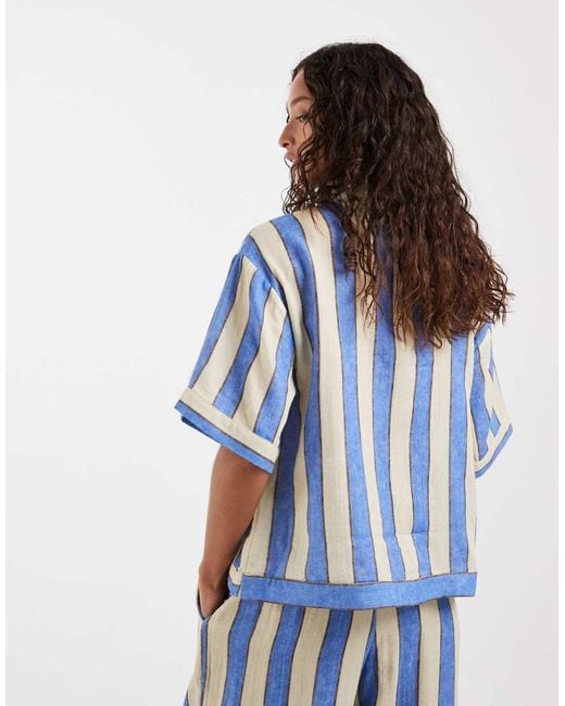 ASOS Blue Delilah Beach Cheesecloth Resort Short Sleeve Shirt