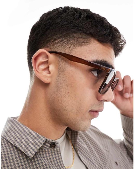ASOS Ronde Retro Zonnebril Met Donkere Glazen in het Gray voor heren