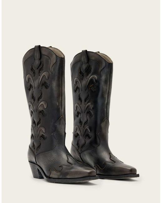 AllSaints Black Dolly Cowboy Boots