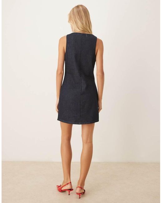 ASOS Blue Denim Button Through Waistcoat Dress