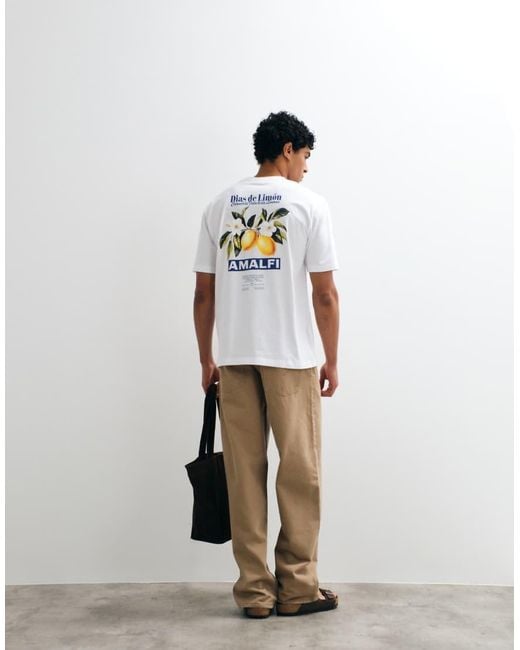 Only & Sons White Relaxed Fit T-shirt With Amalfi Back Print for men