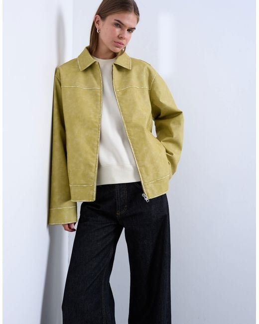 TOPSHOP Blue Pu Zip Through Jacket