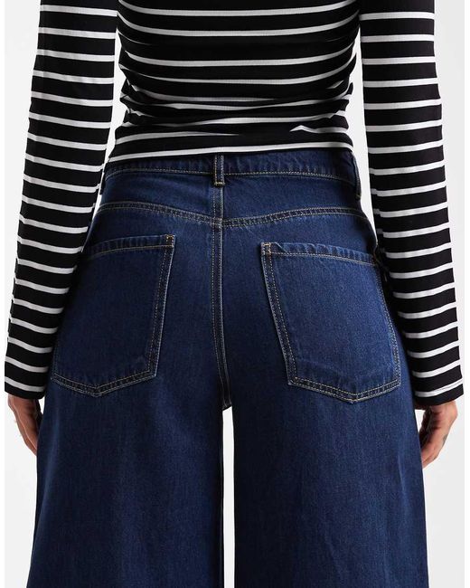ONLY Blue Mid Waist Extra Wide Leg Jeans