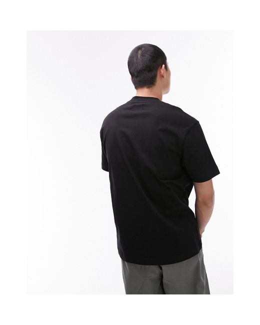 Camiseta negra extragrande con bordado Topman de hombre de color Black