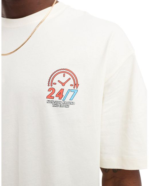 T-shirt oversize color crema con stampa "espresso" sul retro di Jack & Jones in Gray da Uomo