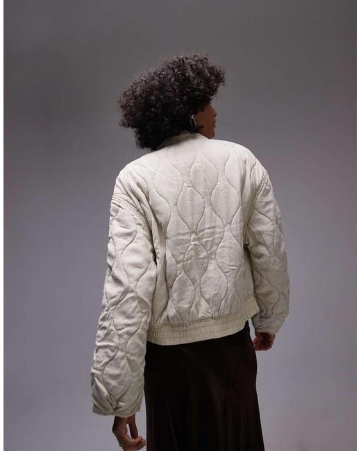 Mango Natural Quilted Bomber Jacket