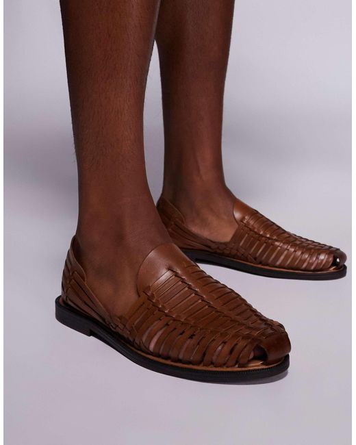 Sandales style pêcheur en cuir tressé - fauve ASOS pour homme en coloris Brown