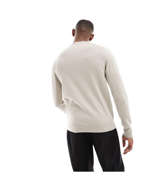 Fred Perry White Classic Crew Neck Jumper for men