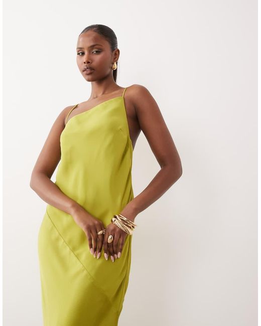 ASOS Yellow Hybrid Satin Panel Cami Maxi Dress