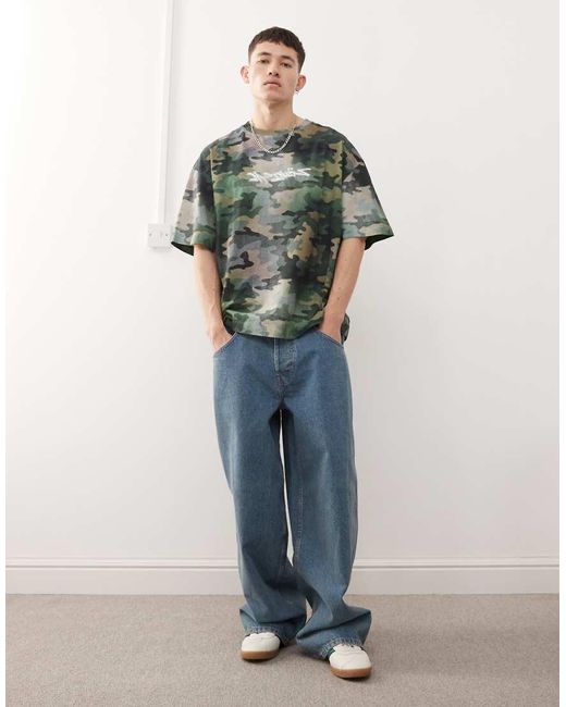 Collusion Blue X002 baggy Jeans With Skate Pockets for men