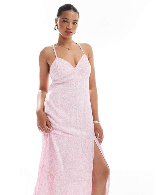 Hollister Maxi Jurk Met Open Achterkant En Dijsplit in het Pink