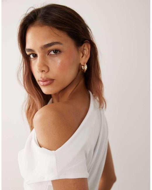 Mango White Asymetric Sleeveless Top