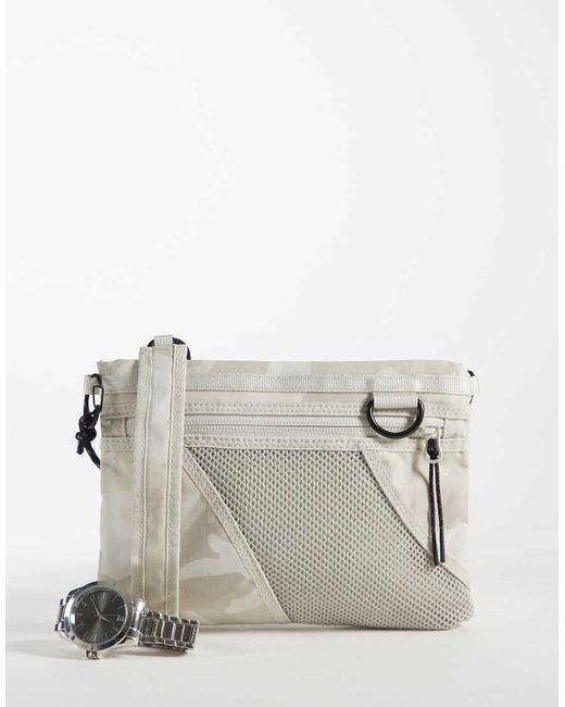 Weekday Gray Hiker Mini Cross Body Bag With Mesh Detail