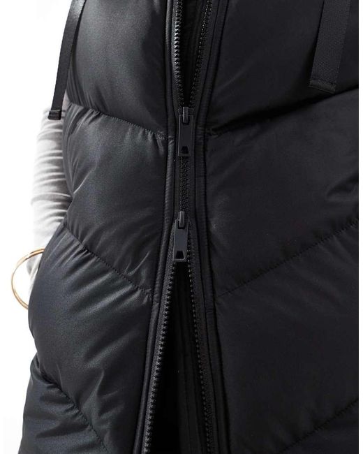 Threadbare Petite Black Longline Padded Gilet With Hood