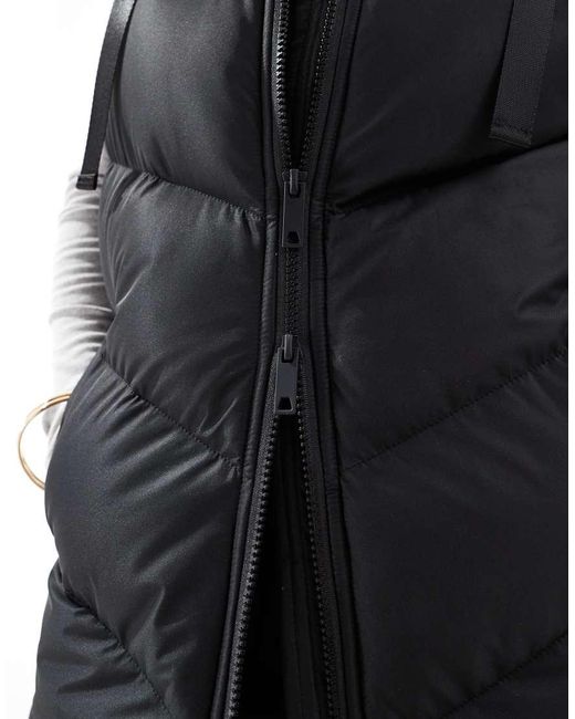 Threadbare Black Petite Longline Padded Gilet With Hood