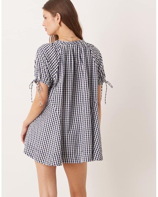 Free People Gray Farley Gingham Tunic Dress
