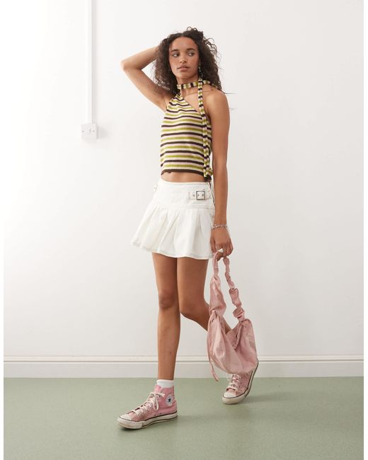 Reclaimed (vintage) Multicolor – gestricktes tanktop mit one-shoulder-träger, em muster und passendem schal