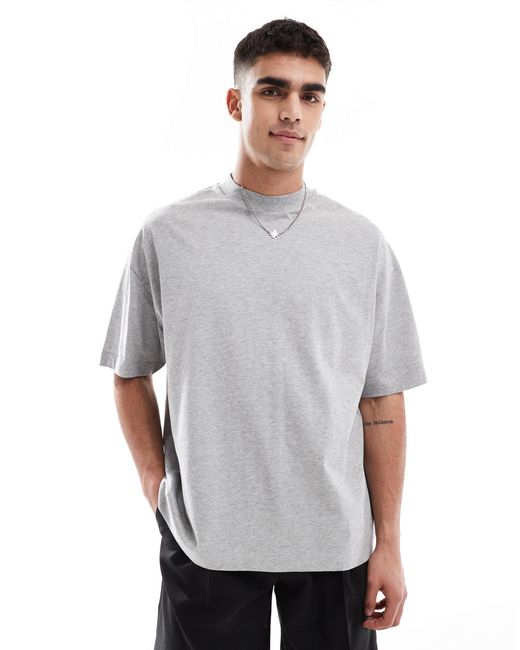 T-shirt oversize basique à col montant - chiné ASOS pour homme en coloris Gray