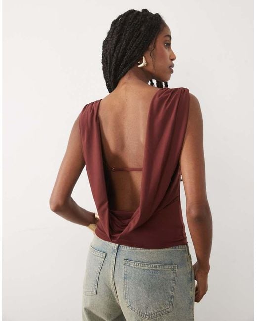 Abercrombie & Fitch Brown Cowl Back Slinky Top With