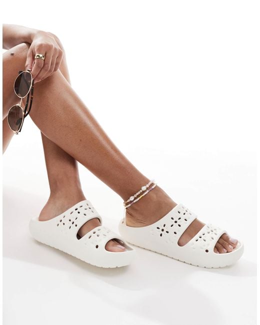 CROCSTM White Classic Floral Cut-out Sandals