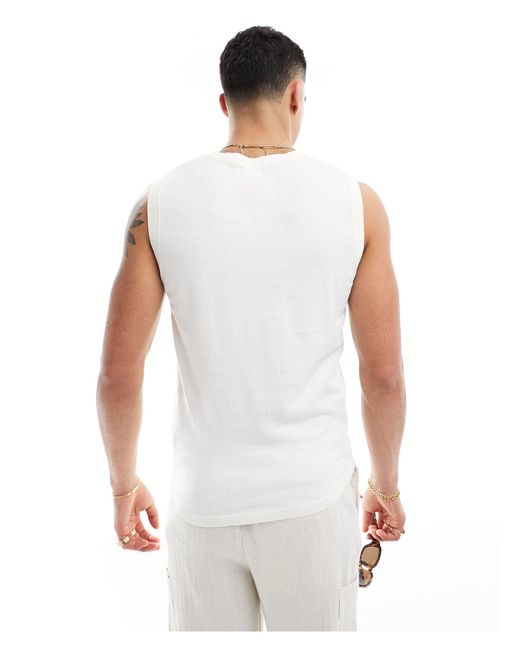 ASOS White Lightweight Knitted Cotton Vest for men