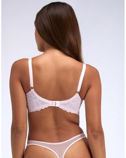 Boux Avenue Brown Carmel Plunge Bra Floral Lace Underwired Elegant Lingerie