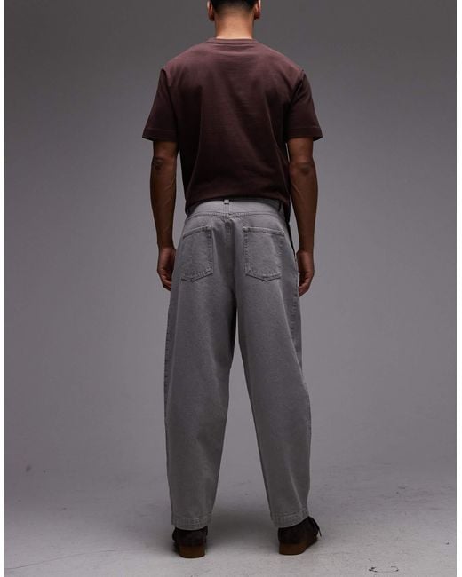 ASOS Gray Oversized Tapered Jeans for men