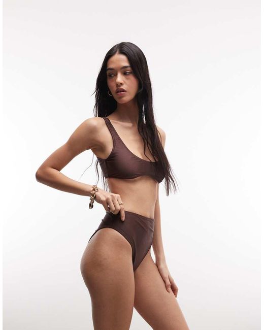 Collusion Brown High Waist Bikini Bottoms
