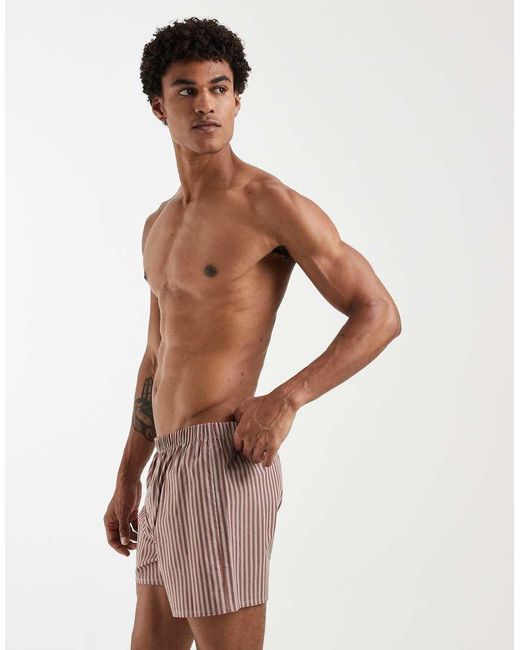 ASOS Brown 2 Pack Woven Boxers for men
