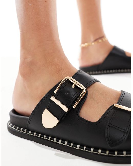 SEQWL Natural Flat Sandals With Contrast Studded Sole