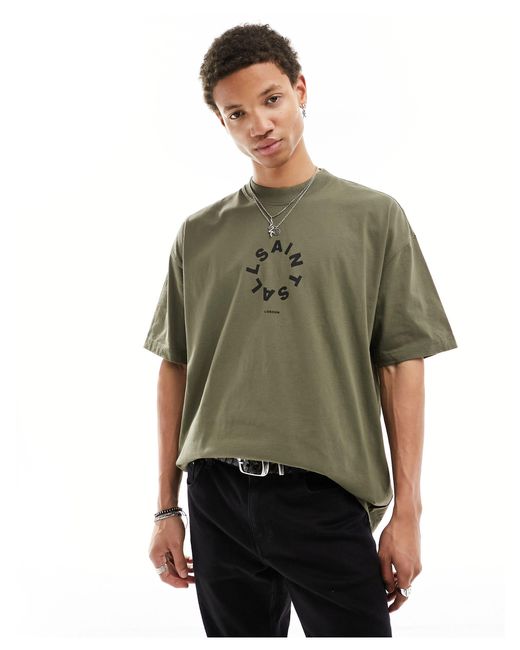 Tierra - t-shirt oversize kaki cenere di AllSaints in Green da Uomo