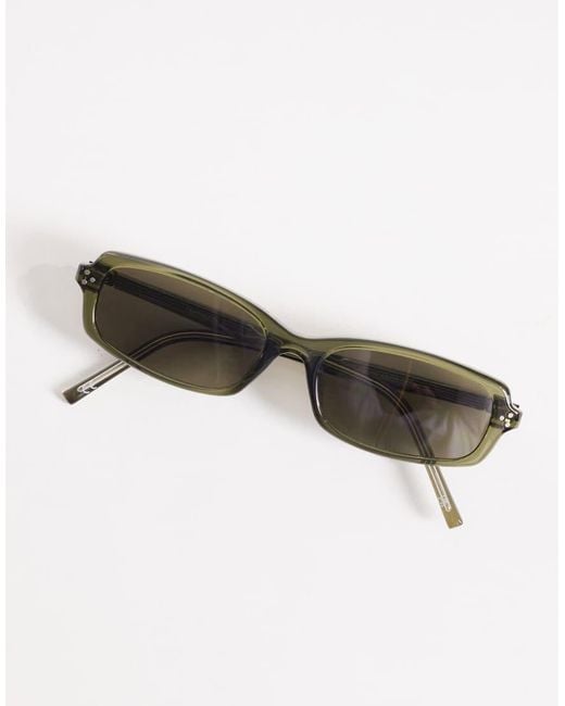 ASOS Natural Premium Slim Rectangle Sunglasses for men