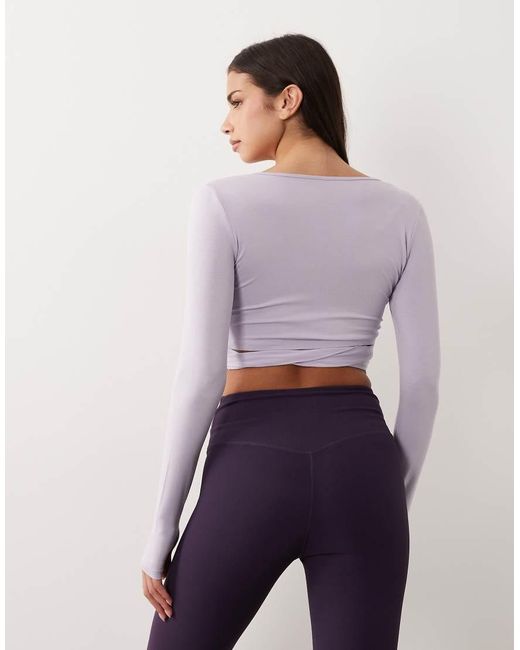 Gina Tricot Purple Cropped Yoga Wrap Cardigan