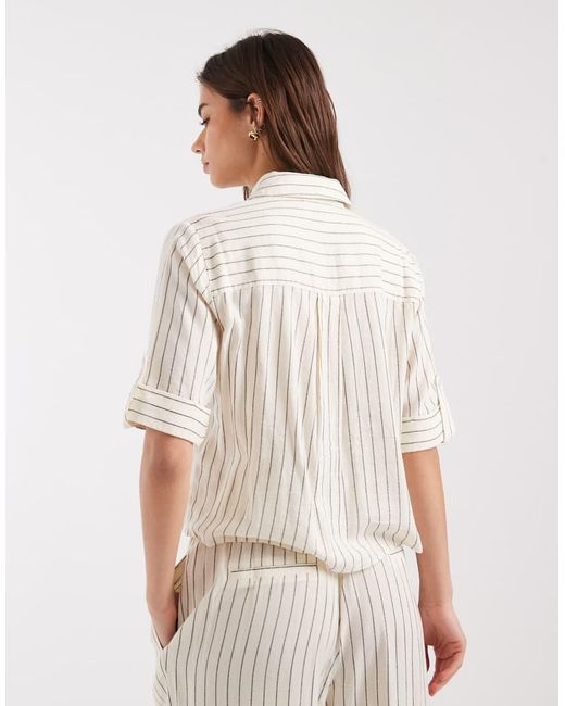 Aware Natural Linen Blend Sleeve Detail Safari Shirt Co-Ord