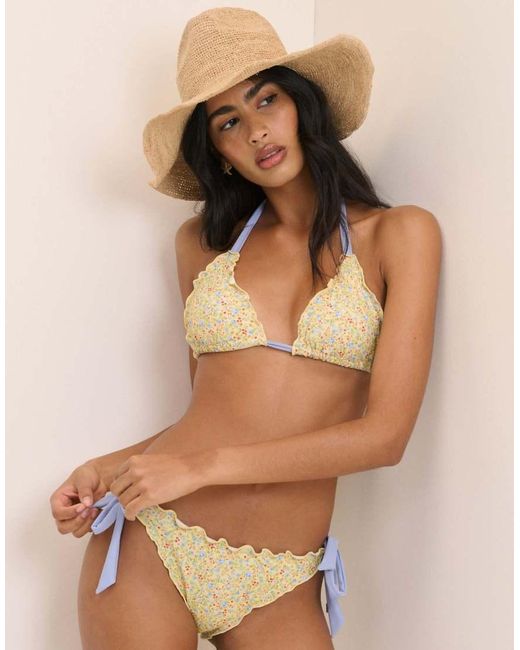 Nobody's Child Brown Ditsy Floral Tie Side Bikini Bottoms