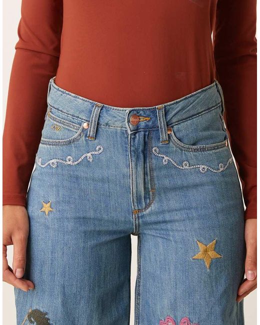 Wrangler Blue X Lainey Wilson Embroidered Wide Leg Jeans