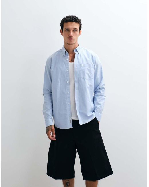 Carhartt Blue Long Sleeve Logo Oxford Shirt for men