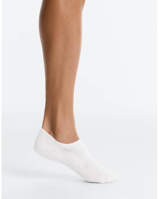 Oysho White 3 Pairs Of High-Cut Cotton Blend Invisible Sports Socks