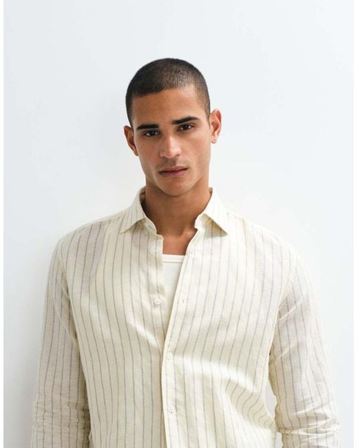 Mango White Long Sleeve Shirt for men