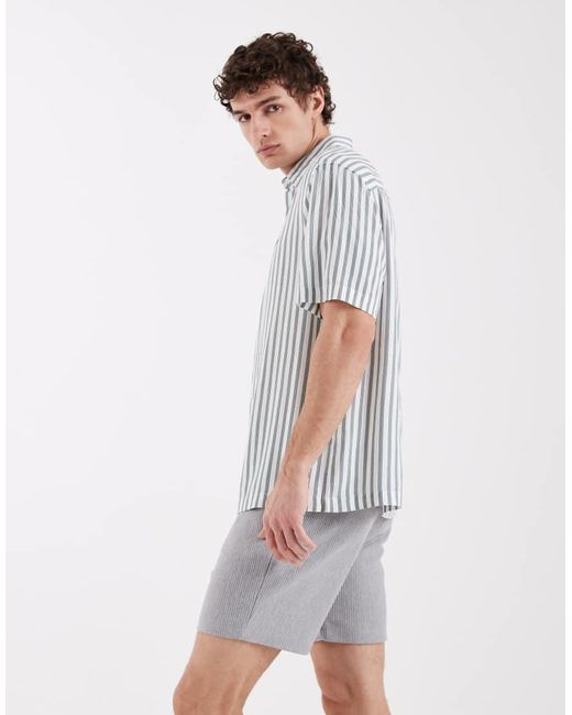 ASOS Gray Oversized Ribbed Jersey Short for men