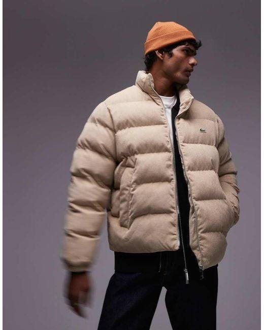 Lacoste Padded Cord Puffer Jacket in Grey for Men Lyst UK