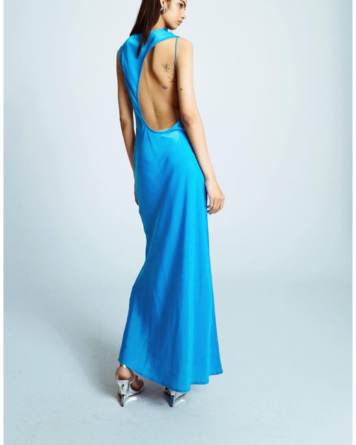 TOPSHOP Blue – asymmetrisch geschnittenes kleid mit rückenausschnitt